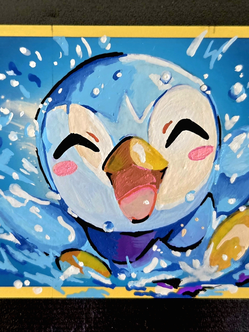 Pokémon Piplup energy hand-painted card